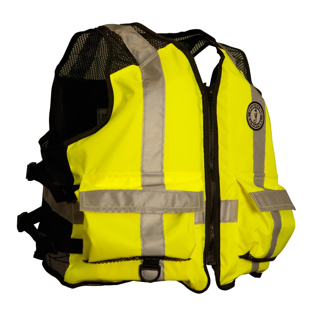 Mustang Survival Mustang High Visibility Industrial Mesh Vest - Fluorescent Yellow/Green - L/XL Marine Safety