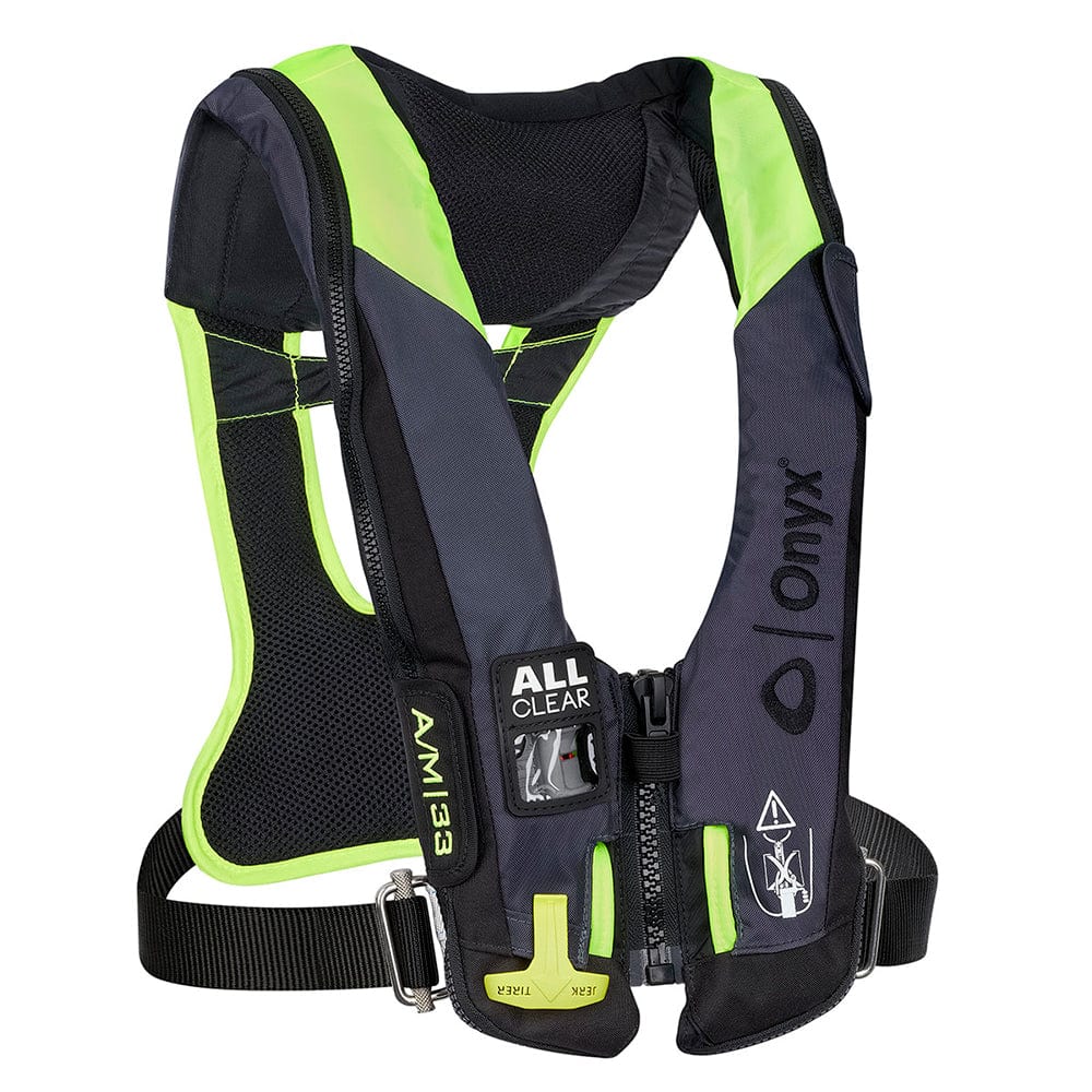 Onyx Outdoor Onyx Impulse A/M 33 All Clear w/Harness Auto/Manual Inflatable Life Jacket - Grey Marine Safety