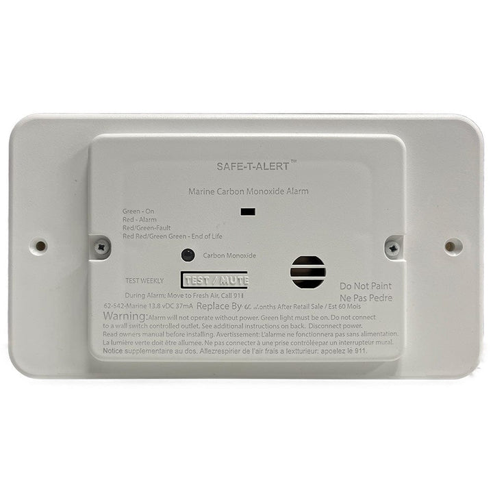 Safe-T-Alert Safe-T-Alert 62 Series Marine Carbon Monoxide - White - Flush Mount - 12V w/Relay & Trim Ring Marine Safety