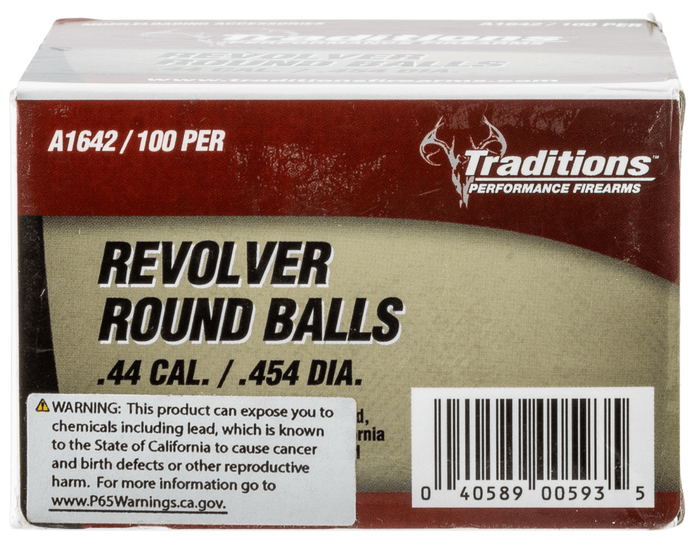 Traditions Traditions Revolver, Trad A1642    Revlvr Round Ball .454  100 Muzzleloading