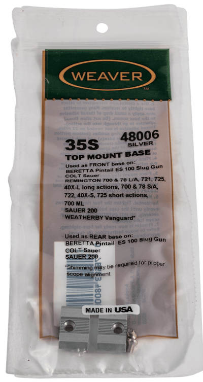 Weaver Weaver Aluminum Top Mount Black Remington/ruger/weatherby #35s Optics and Accessories