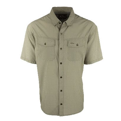 Drake S/S Traveler's Check Shirt - Dark Olive