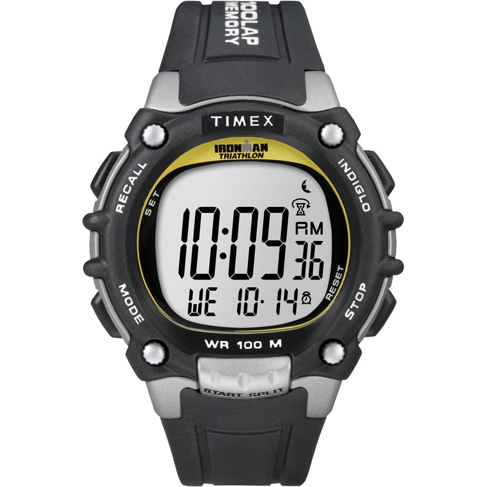 Timex Timex Ironman Traditional 100-Lap - Black/Silver/Yellow Watch Outdoor