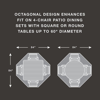 True Guard True Guard 4-Chair 600 Denier Rip Stop Patio Dining Set Cover Outdoor