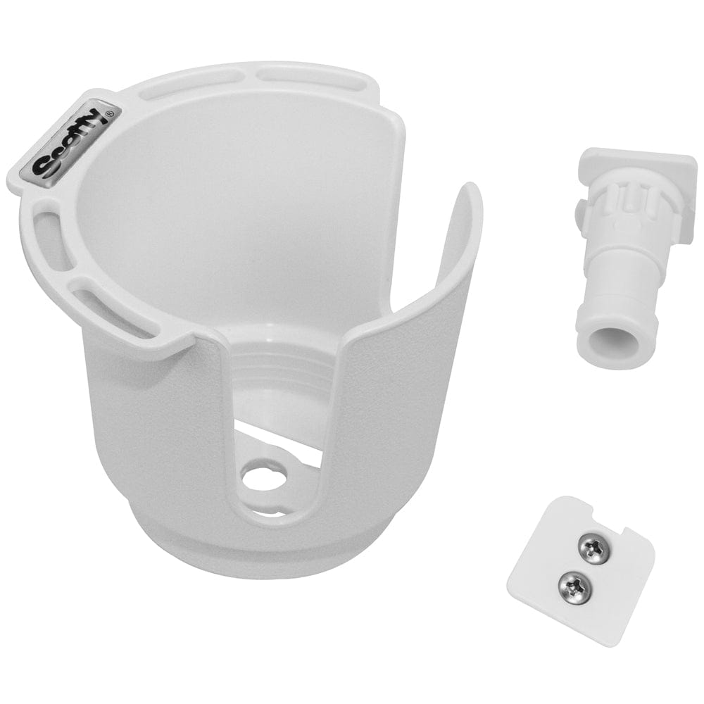 Scotty Scotty 311 Drink Holder w/Bulkhead/Gunnel Mount & Rod Holder Post Mount - White Paddlesports