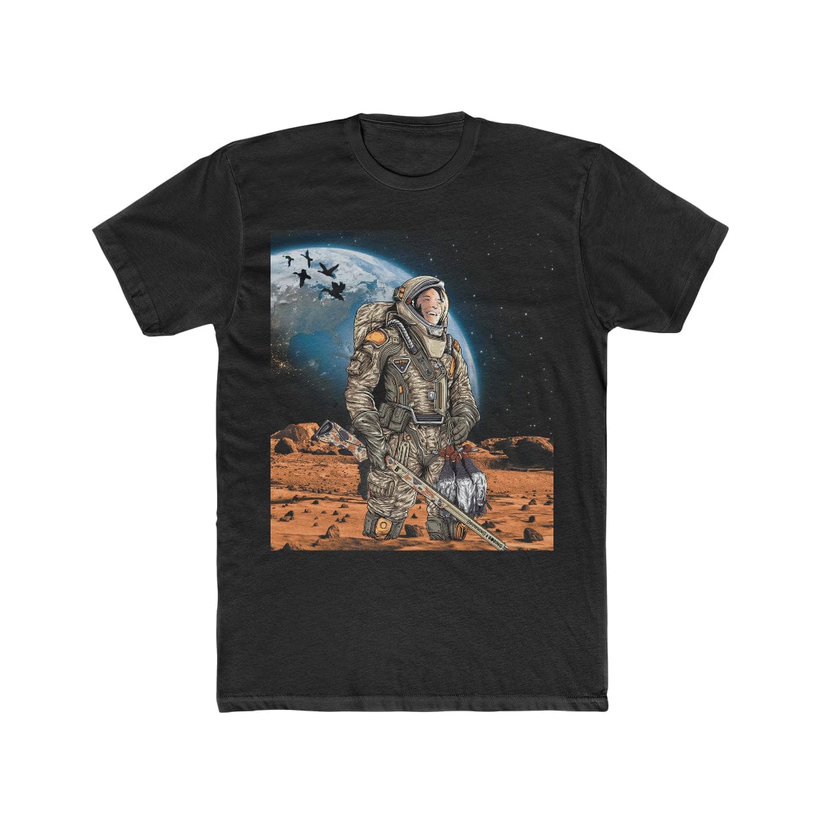 Printify Ducks on Mars Background Tee Solid Black / S T-Shirt