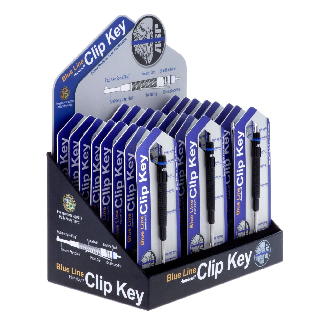 ASP ASP Blue Line Cuff Key Self Merchandiser 24 pk Public Safety And Le
