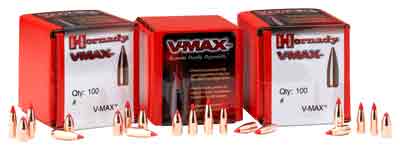 Hornady Hornady Bullets 22 Cal .224 - 55gr V-max W/cannelure 100ct Reloading Components