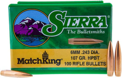Sierra Bullets Sierra Bullets 6mm .243 - 107gr Hp-bt Match 100ct Reloading Components
