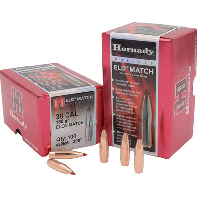Hornady Hornady Eld Match Bullets 30 Cal. .308 168 Gr. Eld Match 100 Box Reloading