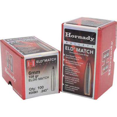 Hornady Hornady Eld Match Bullets 6mm .243 108 Gr. Eld Match 100 Box Reloading