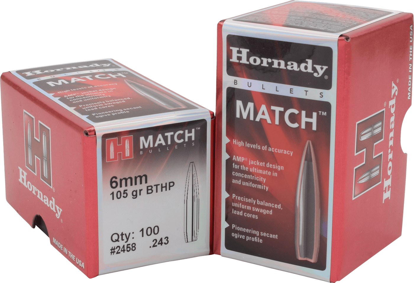 Hornady Hornady Match Bullets 22 Cal. .224 68 Gr. Bthp Match 100 Box Reloading