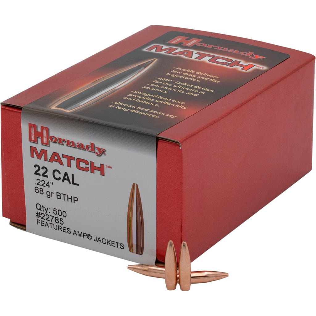 Hornady Hornady Match Bullets 22 Cal. .224 68 Gr. Bthp Match 100 Box Reloading
