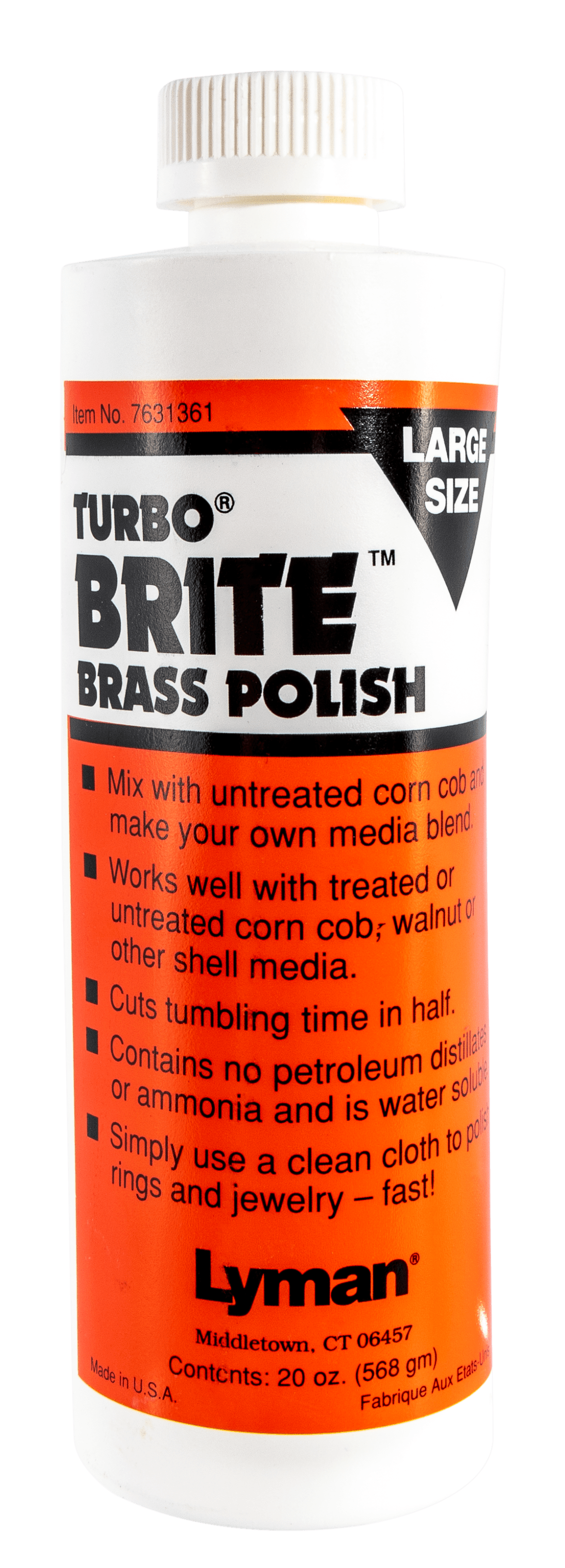 Lyman Lyman Turbo, Lym 7631361 Turbo Brite Brass Pol 20oz Reloading