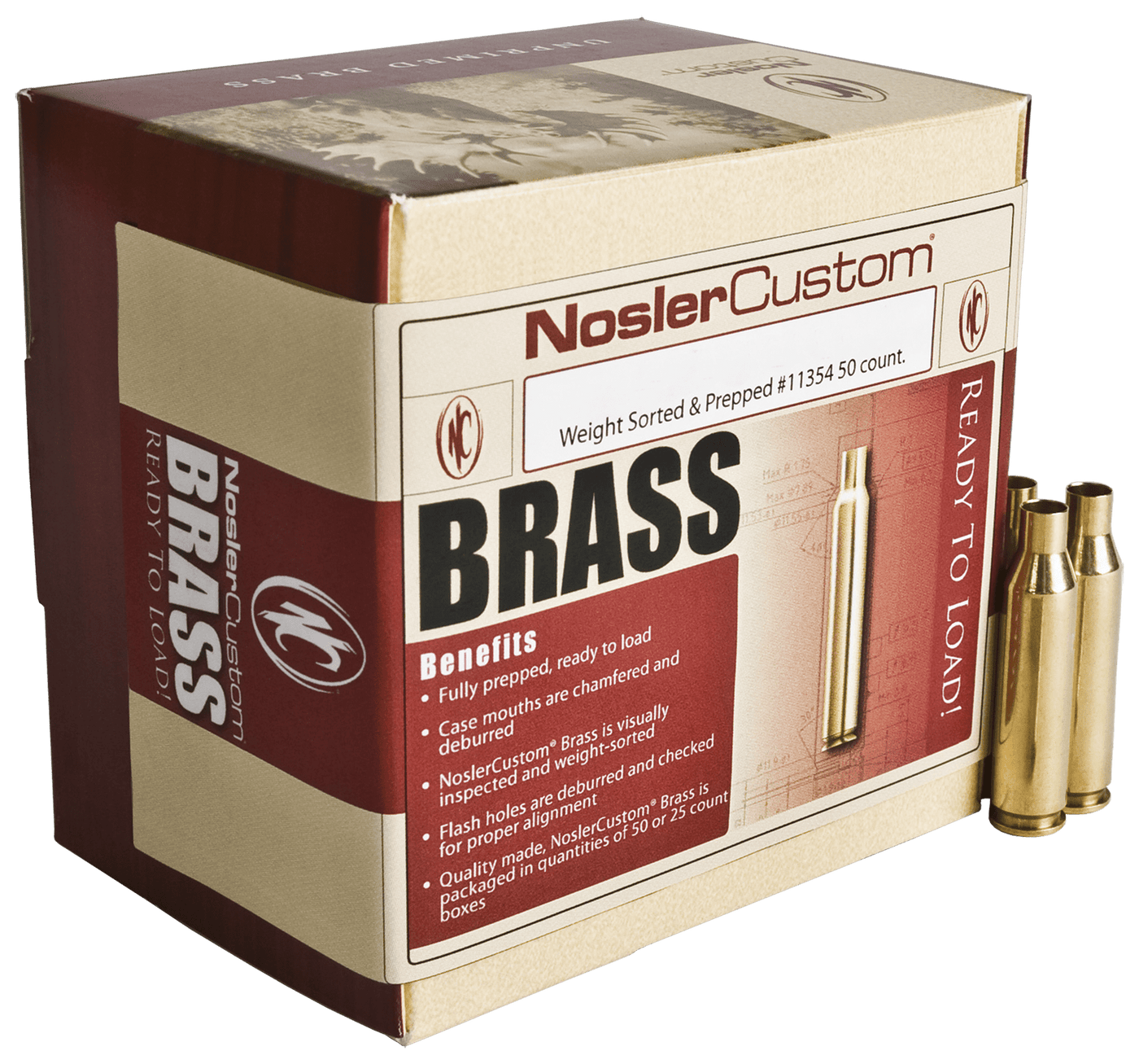 Nosler Bullets Nosler Unprimed Cases, Nos 10185 Custom Brass 7mm Rem Mag  50 Reloading