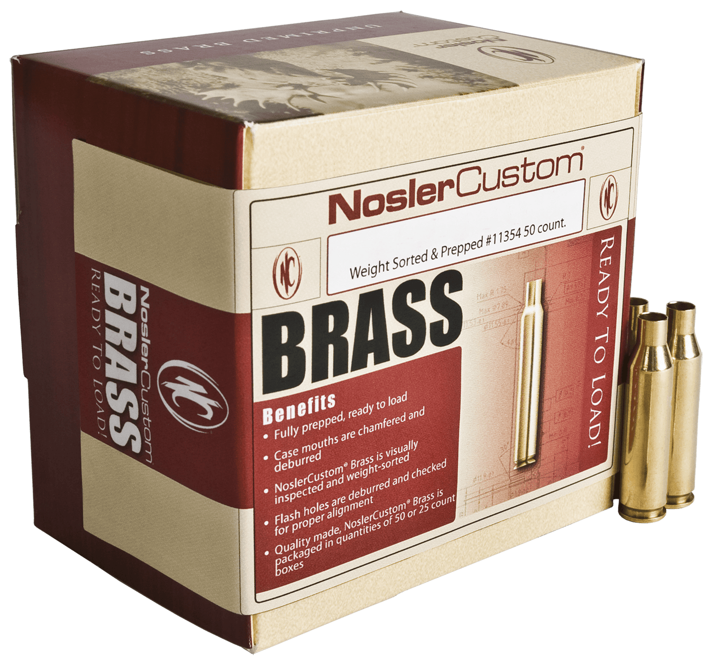 Nosler Nosler Unprimed Cases, Nos 10175 Custom Brass 280 Ack      50 Reloading