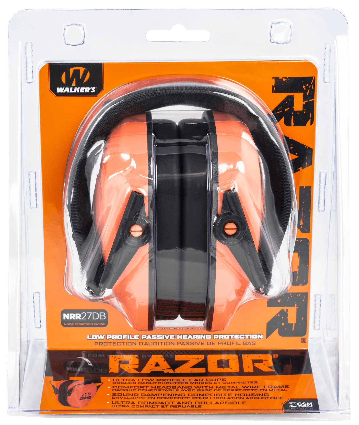 Walker's Walker's Rzr Slim Passive Muff Coral Safety/Protection