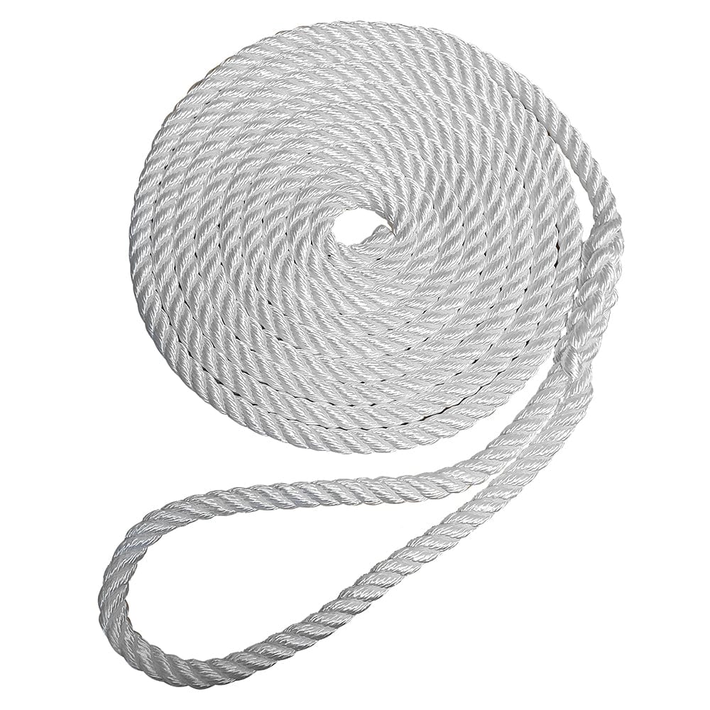 Robline Robline Premium Nylon 3 Strand Dock Line - 1/2" x 15' - White Sailing