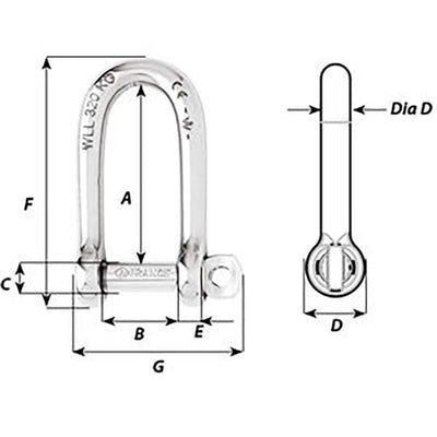 Wichard Marine Wicahrd Self-Locking Long D Shackle - Diameter 5mm - 3/16" Sailing