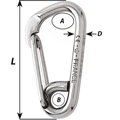 Wichard Marine Wichard Asymmetric Carbine Hook - Length 100mm - 13/32" Sailing