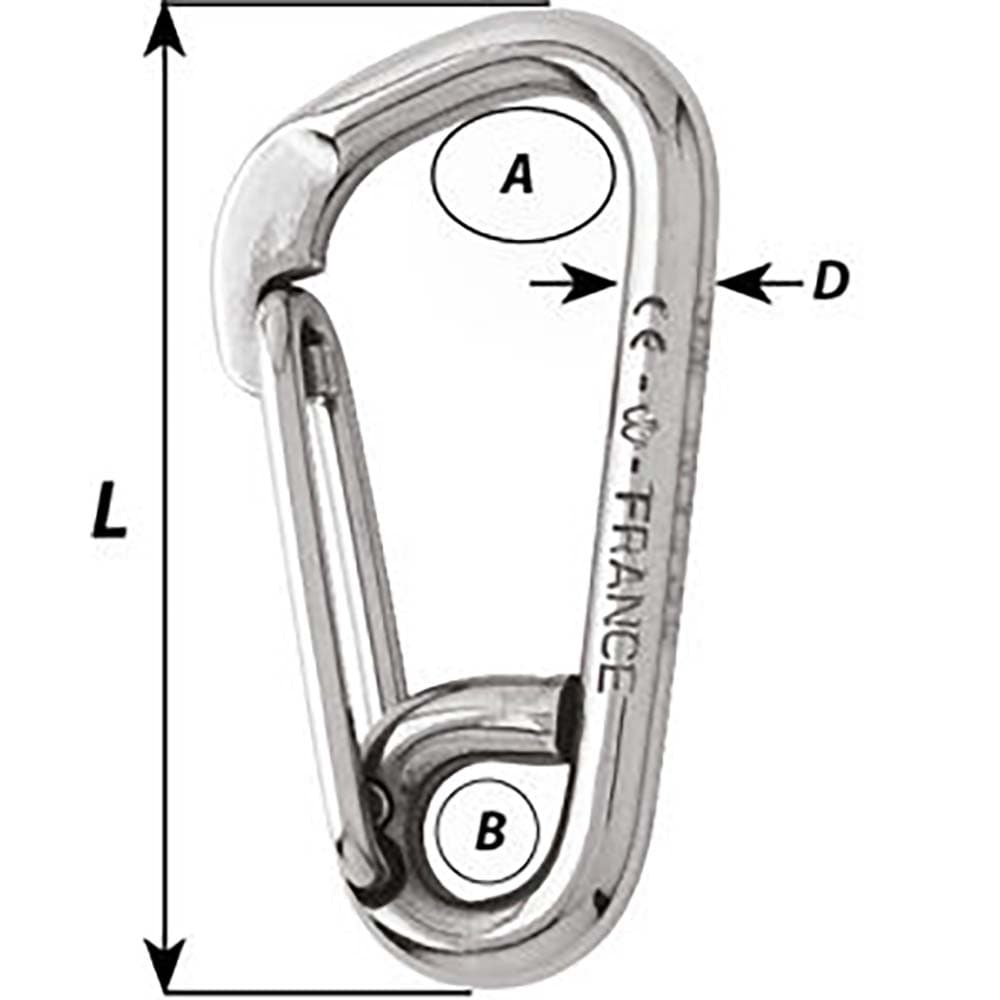 Wichard Marine Wichard Asymmetric Carbine Hook - Length 80mm - 5/16" Sailing