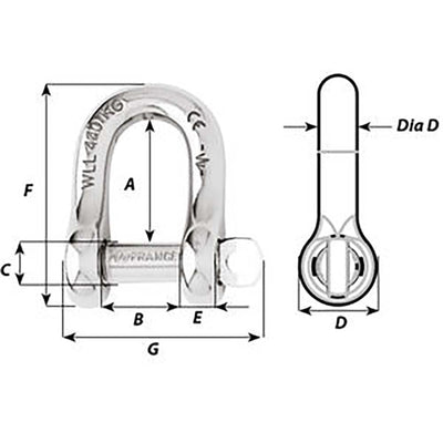 Wichard Marine Wichard Captive Pin D Shackle - Diameter 12mm - 15/32" Sailing