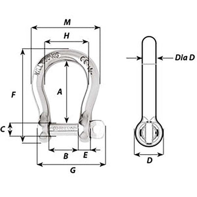 Wichard Marine Wichard Self-Locking Bow Shackle - Diameter 4mm - 5/32" Sailing