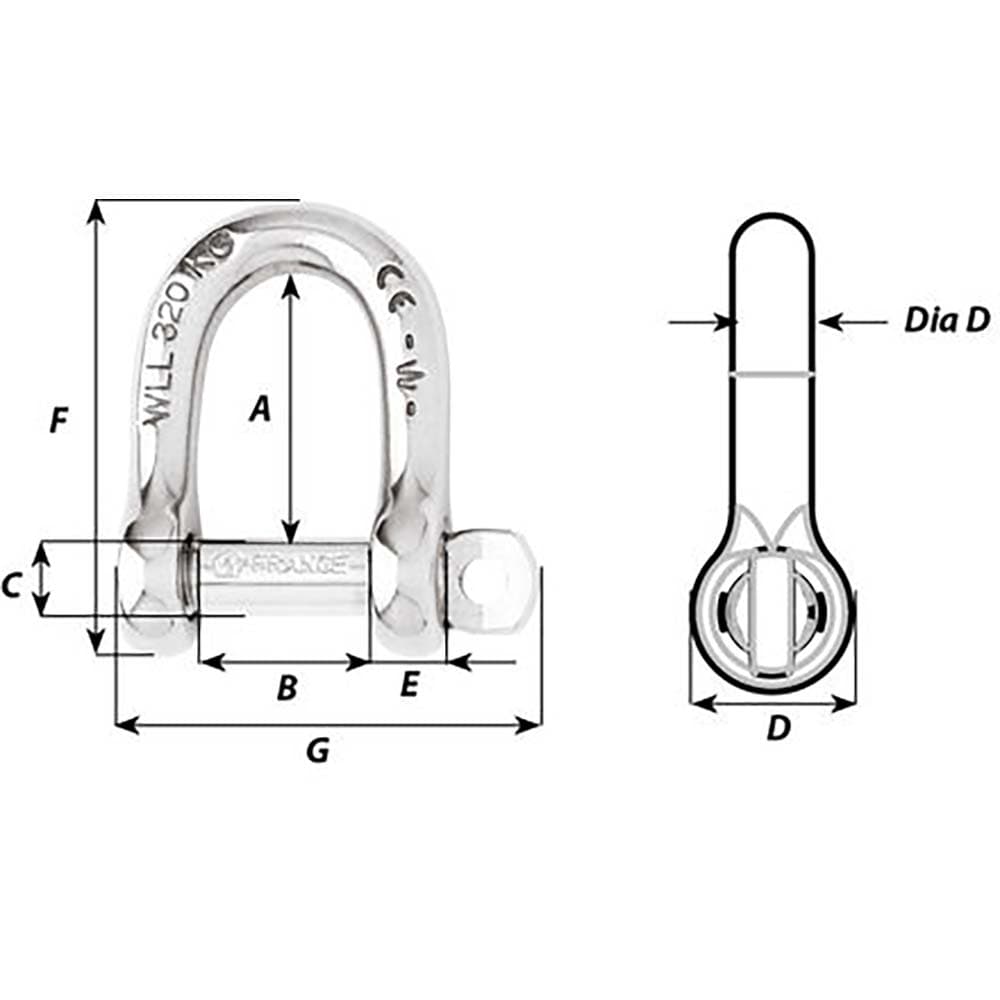 Wichard Marine Wichard Self-Locking D Shackle - Diameter 5mm - 3/16" Sailing