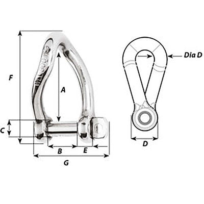 Wichard Marine Wichard Self-Locking Twisted Shackle - Diameter 5mm - 3/16" Sailing