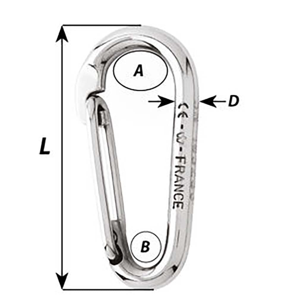 Wichard Marine Wichard Symmetric Carbine Hook Without Eye - Length 60mm - 1/4" Sailing