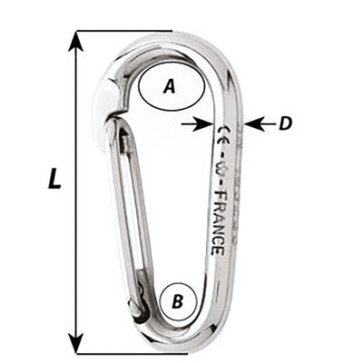 Wichard Marine Wichard Symmetric Carbine Hook Without Eye - Length 80mm - 5/16" Sailing