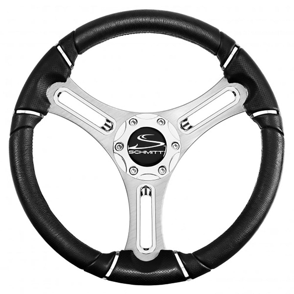 Schmitt & Ongaro Marine Schmitt & Ongaro Torcello 14" Wheel - 04 Series - Polyurethane Wheel w/Chrome Trim & Cap - Brushed Spokes - 3/4" Tapered Shaft Marine Hardware