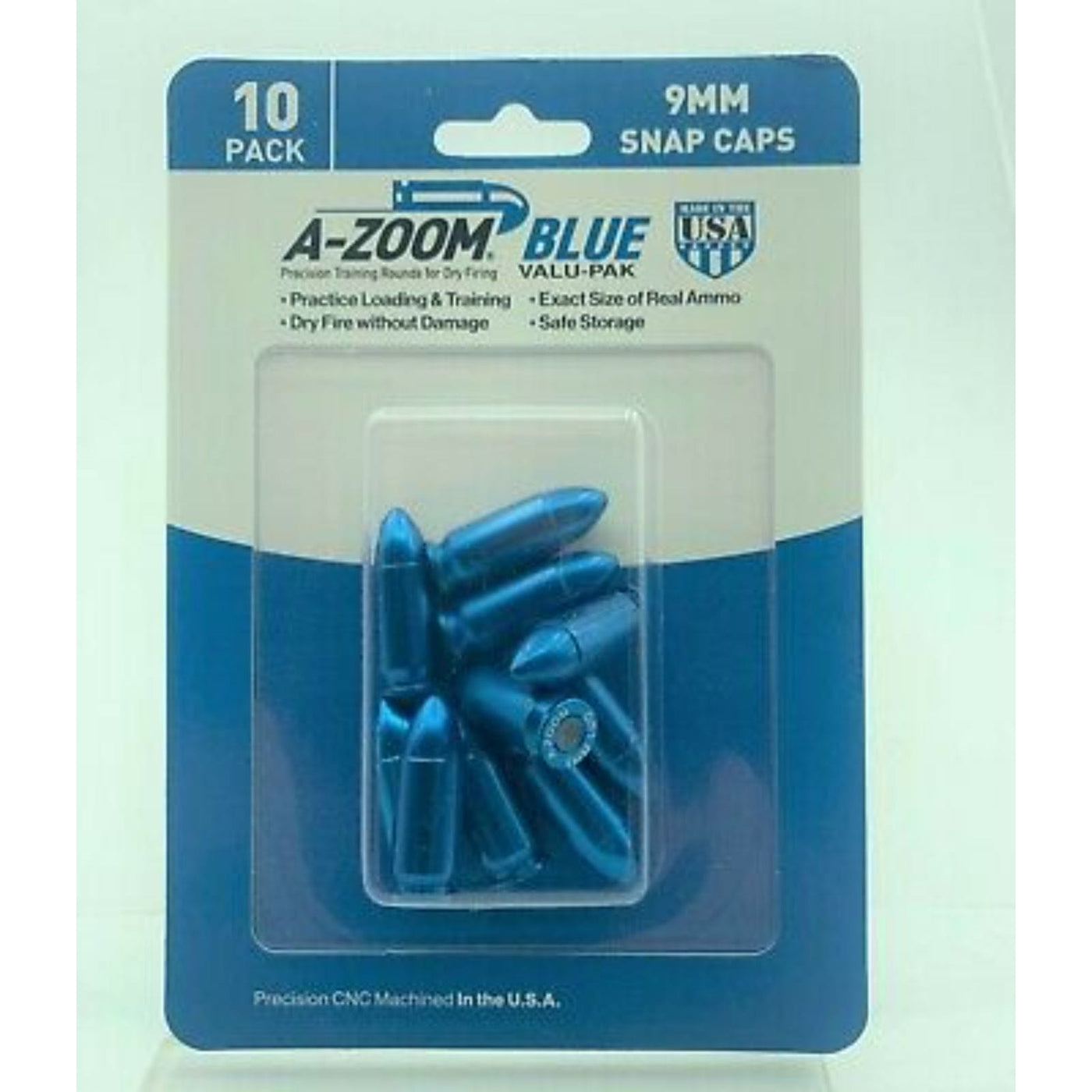 A-ZOOM A-ZOOM 9MM LUGER Snap Cap BLUE 10PK Shooting