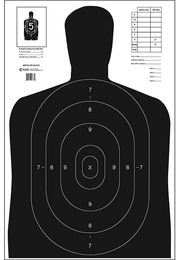 ACTION TARGET INC Action Target Inc B-27e, Action B-27e Black      Targets             100 Bx Shooting