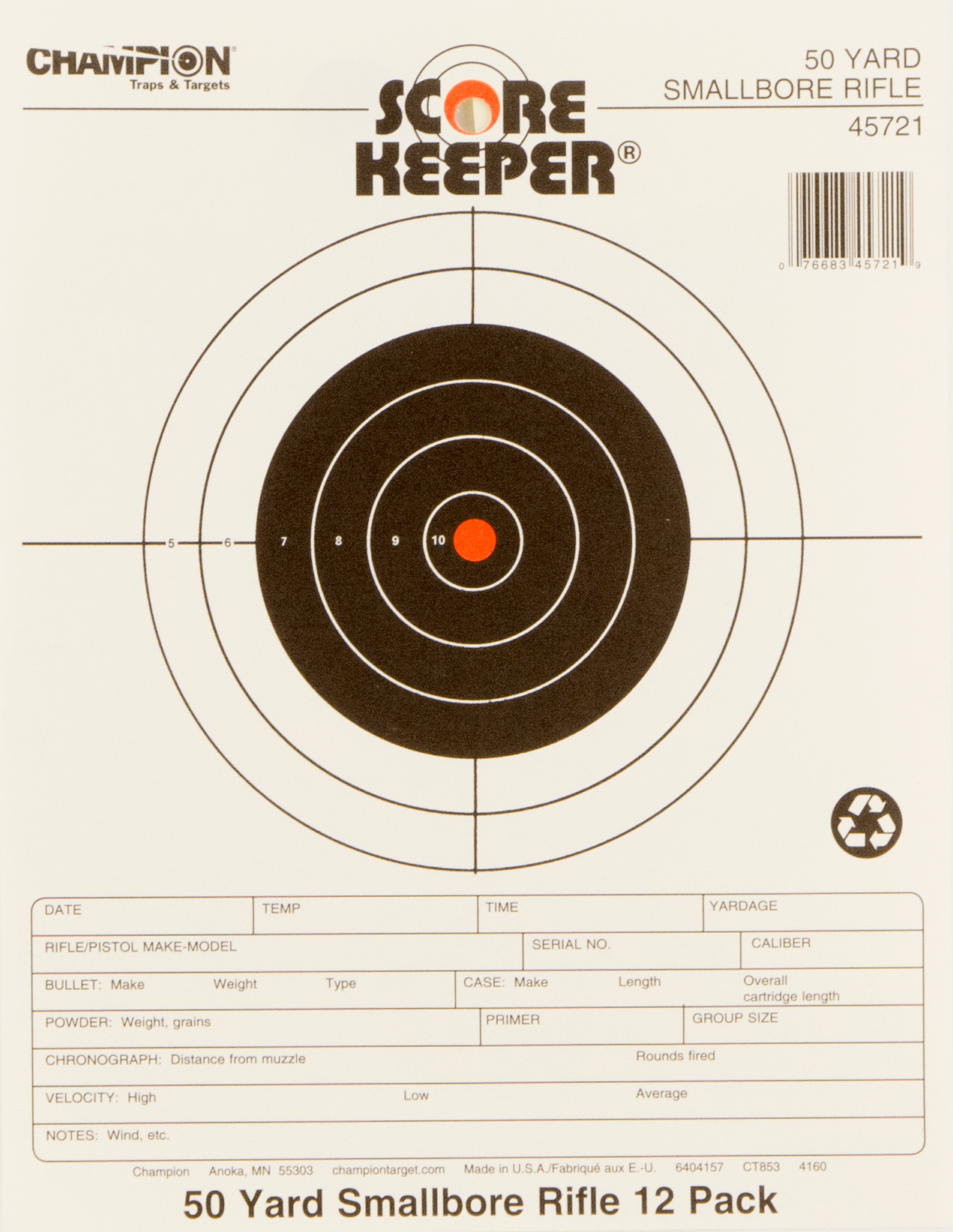 Champion Targets Champion Targets Scorekeeper, Champ 45721 50ft Smallbore Notebook Shooting