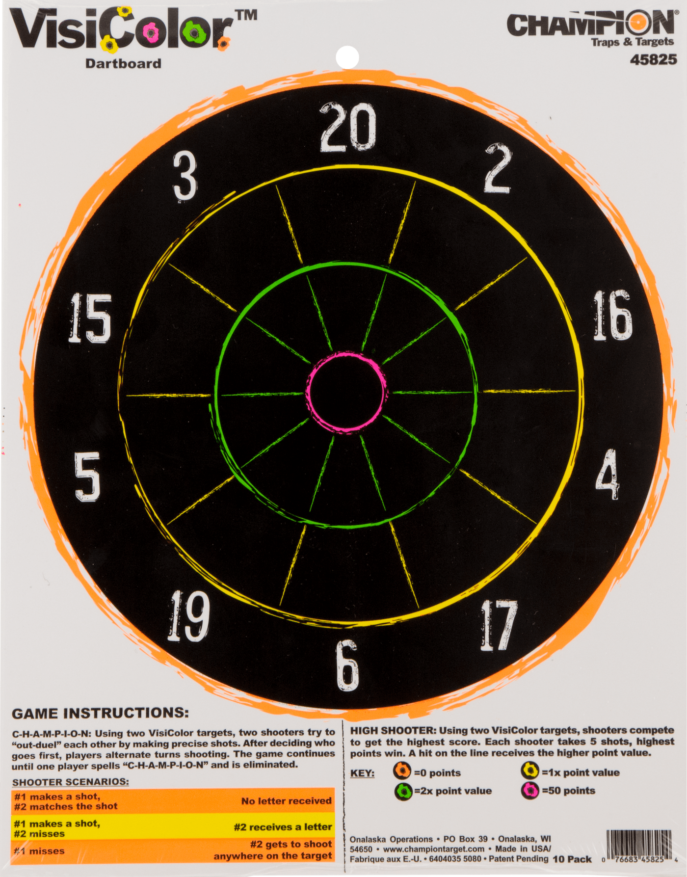 Champion Targets Champion Targets Visicolor, Champ 45825 Visicolor Tgt Dartboard Shooting