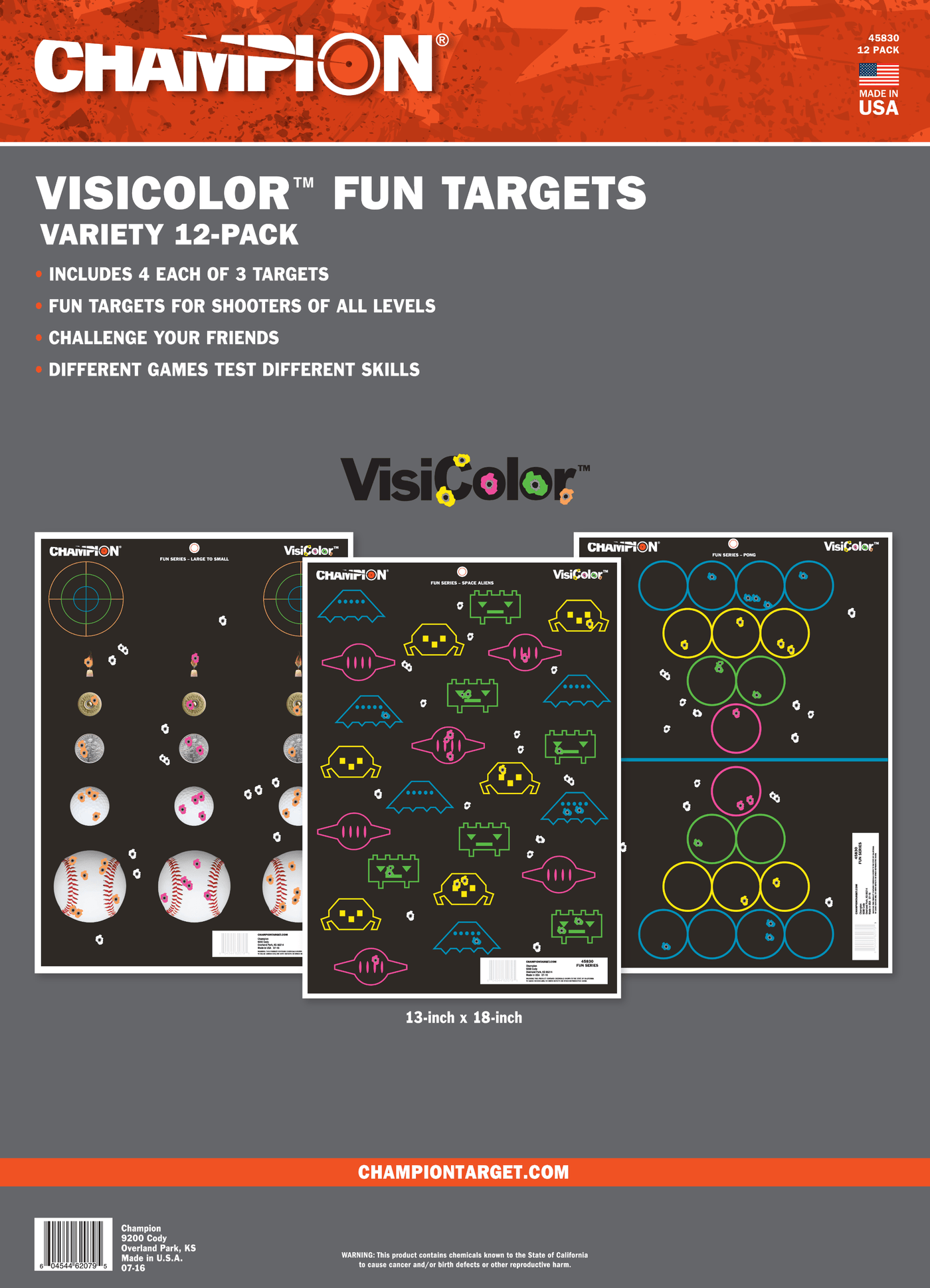Champion Targets Champion Targets Visicolor, Champ 45830 Visicolor Fun Games Shooting