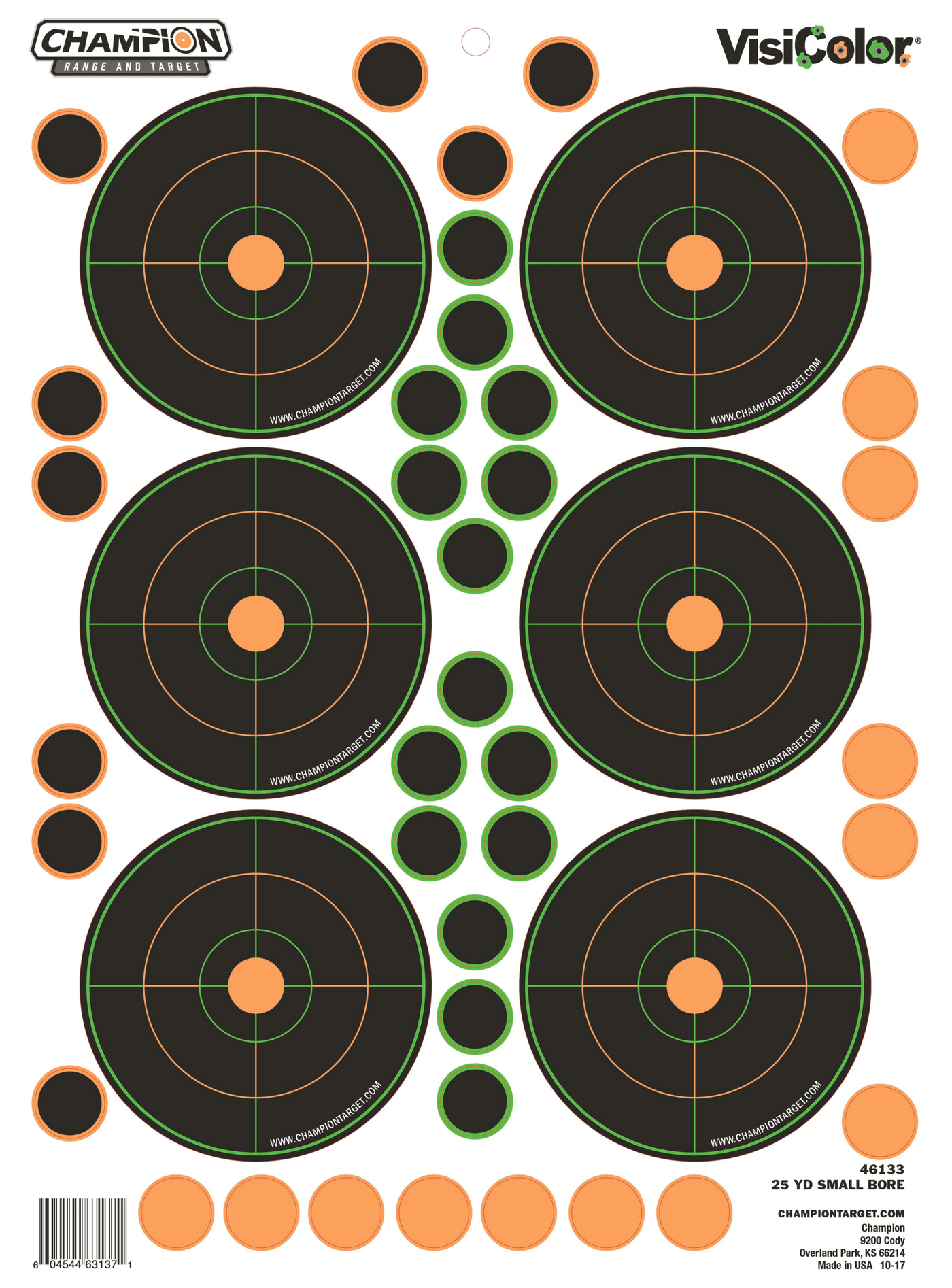 Champion Targets Champion Targets Visicolor, Champ 46133 25yd Small Bore 5pk W/90 Pasters Shooting