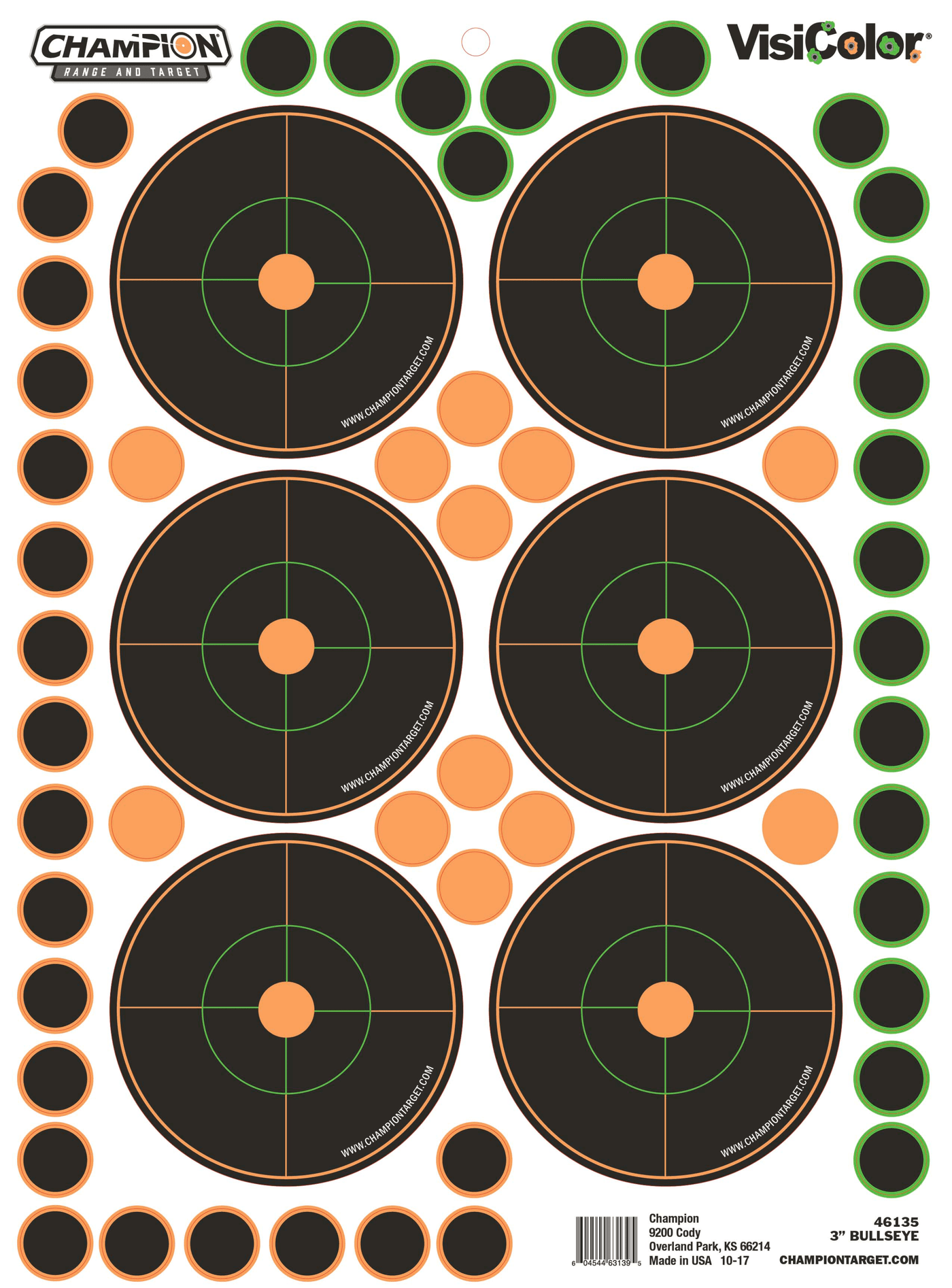 Champion Targets Champion Targets Visicolor, Champ 46135 3in Bulls Eye 5pk W/150 Pasters Shooting