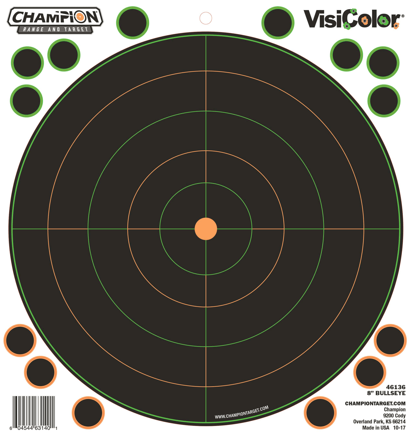 Champion Targets Champion Targets Visicolor, Champ 46136 8in Bulls Eye 5pk W/40 Pasters Shooting