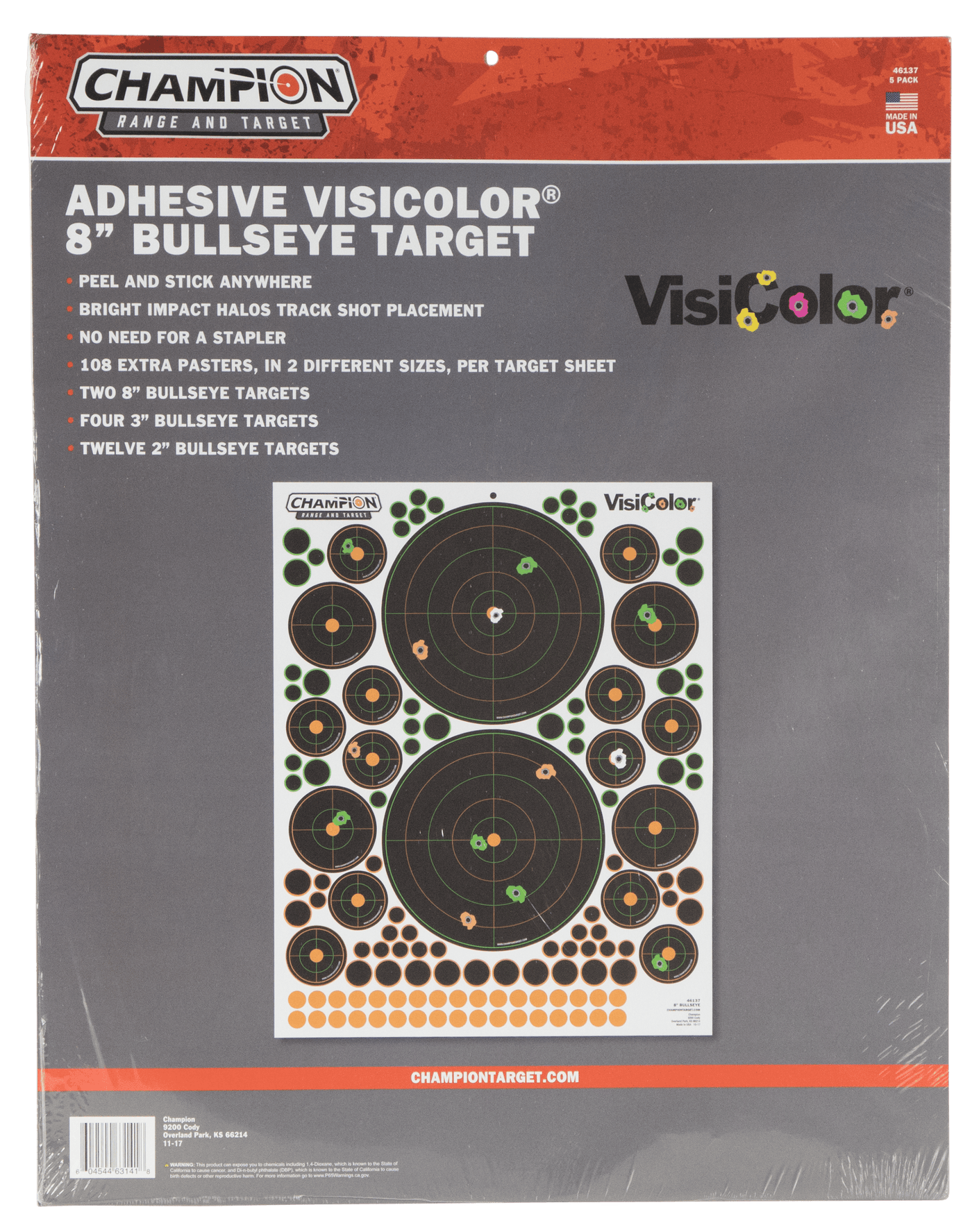 Champion Targets Champion Targets Visicolor, Champ 46137 Bulls Eye Variety 5pk Shooting