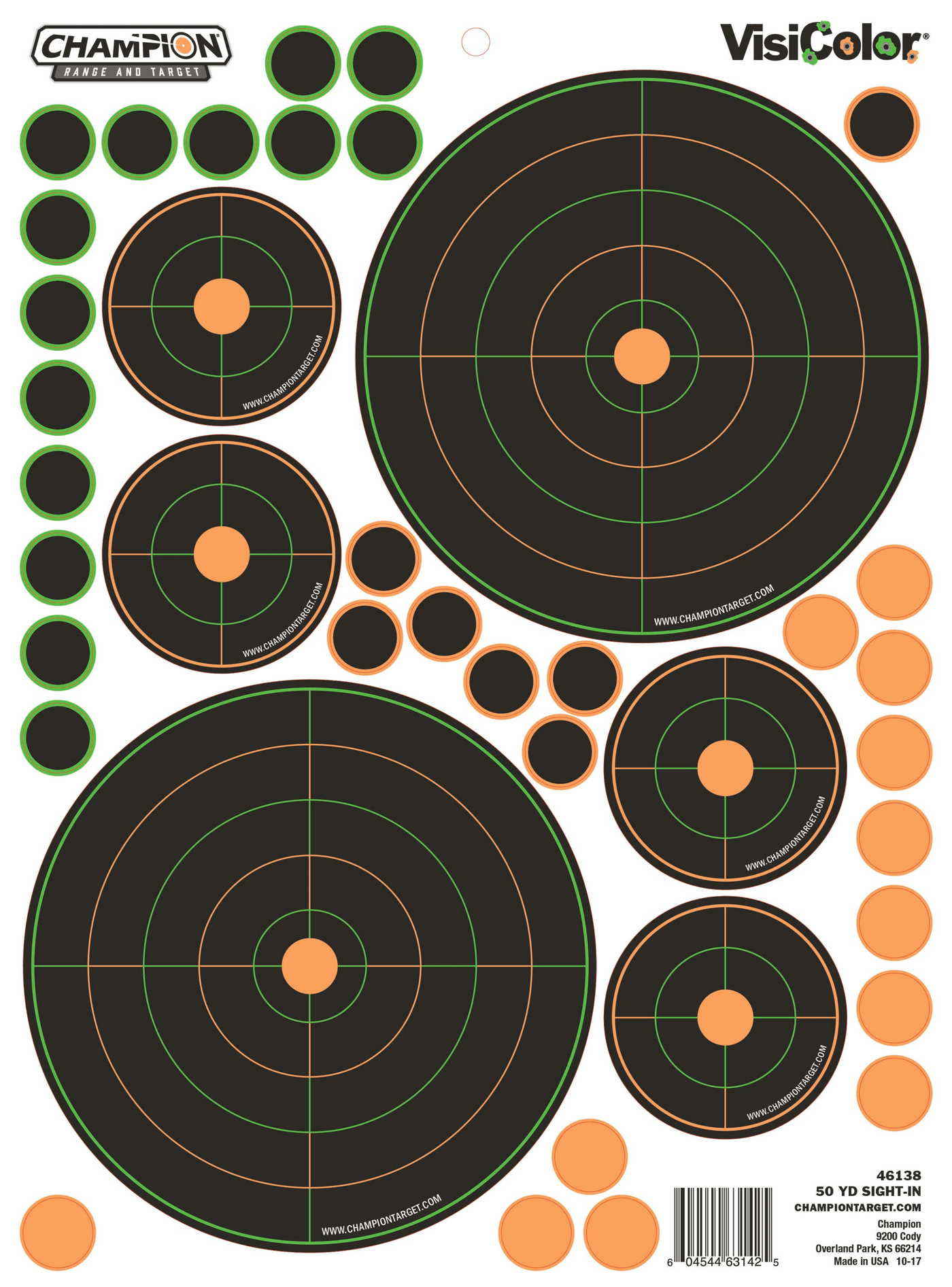 Champion Targets Champion Targets Visicolor, Champ 46138 50yd Sight In Bulls Eye Variety 5pk Shooting