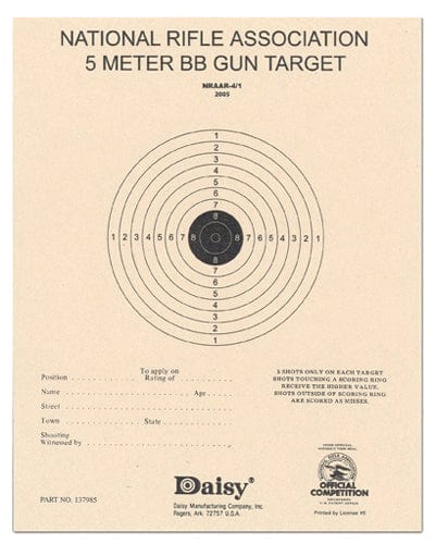 Daisy Daisy Nra 5-meter Target, Daisy 990408-810 5-meter Agun Tgt 50pk Shooting