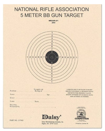 Daisy Daisy Nra 5-meter Target, Daisy 990408-810 5-meter Agun Tgt 50pk Shooting
