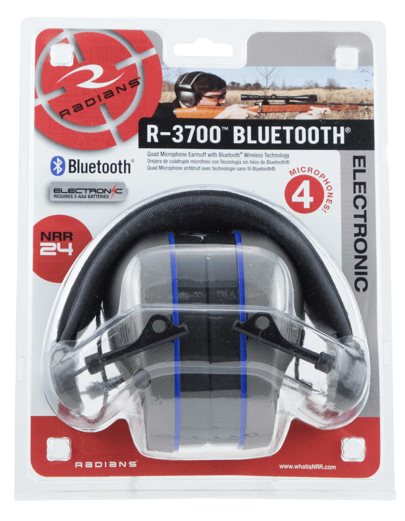 Radians Radians R3700 Bluetooth Quad Electronic Earmuff Pewter/black Shooting Gear and Acc