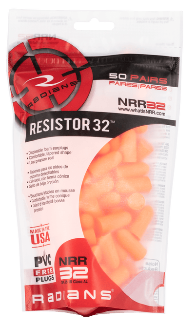 Radians Radians Resistor 32 Foam Ear Plugs Uncorded Orange 50 Pr. Bag Shooting Gear and Acc