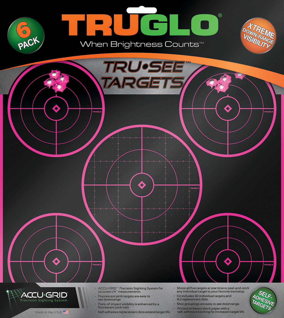 Truglo Truglo Trusee Splatter 5-bullseye Target Pink 12x12 6 Pk. Shooting Gear and Acc