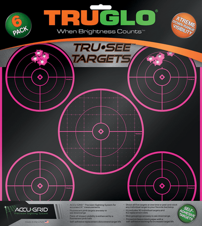 Truglo Truglo Trusee Splatter 5-bullseye Target Pink 12x12 6 Pk. Shooting Gear and Acc