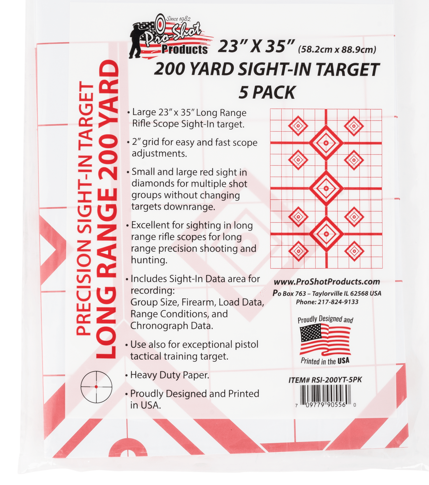 Pro-Shot Pro-shot Rifle Sight-in, Proshot Rsi-200yt-5pk    23x35 200yd Rfl Sightin Shooting