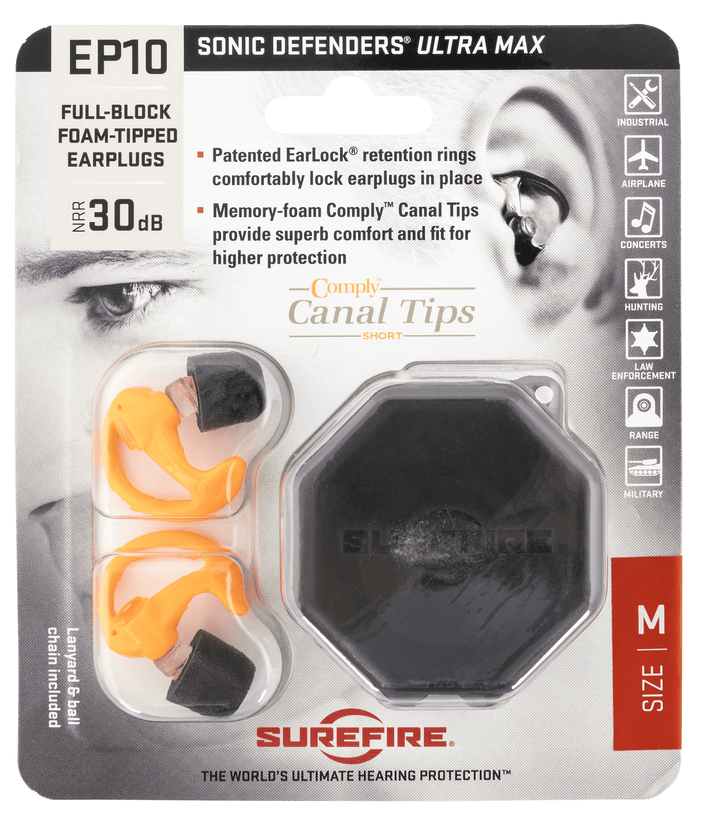 Surefire Surefire Ep10, Sf Ep10-or-mpr Full Block     Earplugs Md Orange Shooting